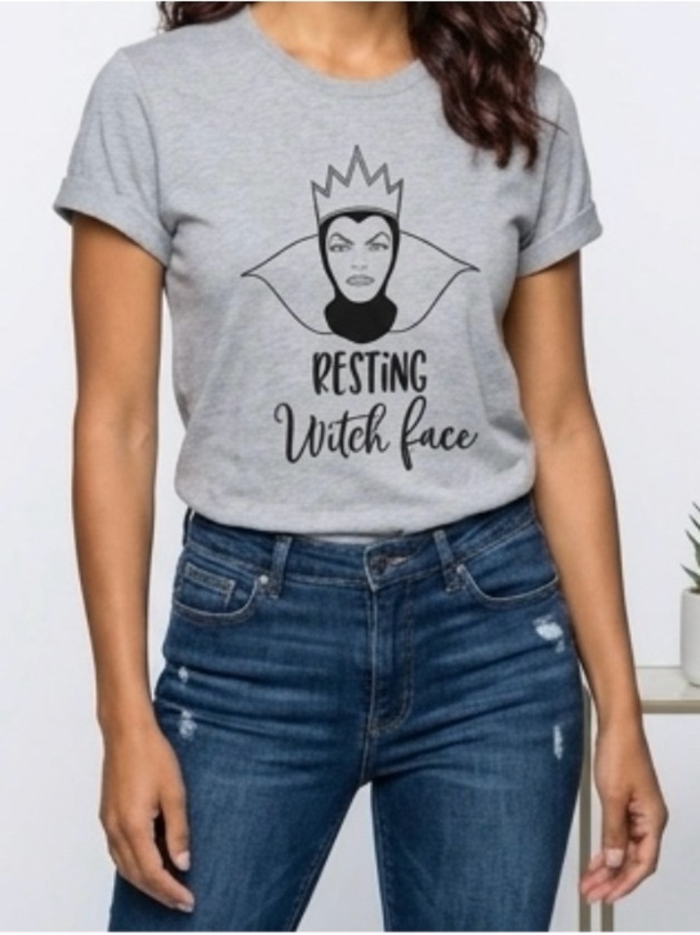Resting Witch Face Graphic Tee - Heather Gray